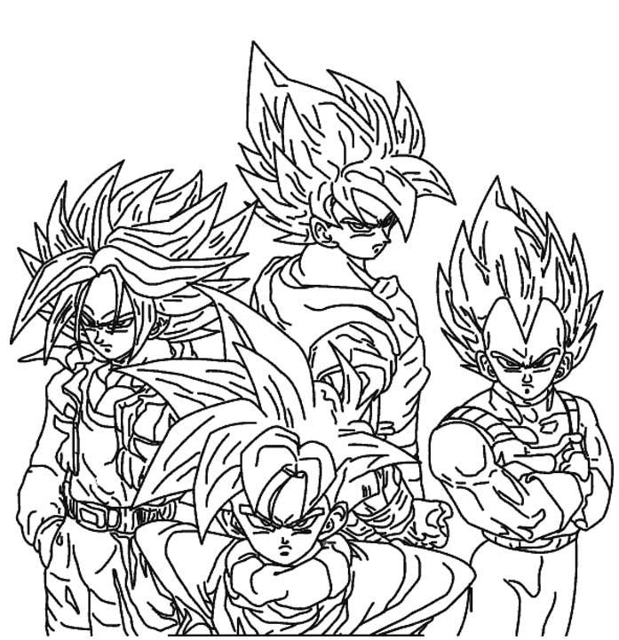 coloriage les supers guerriers sayan
